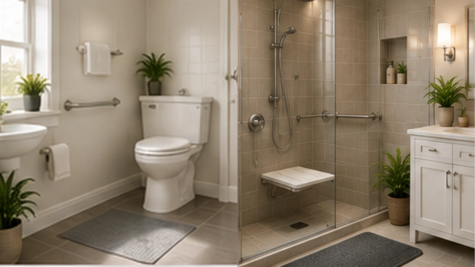 Concise factual description of the scene for Walk-In Shower vs Walk-In Tub; do not repeat the headline.