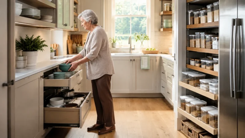 Concise factual description of the scene for Senior-Friendly Kitchen Storage Ideas; do not repeat the headline.