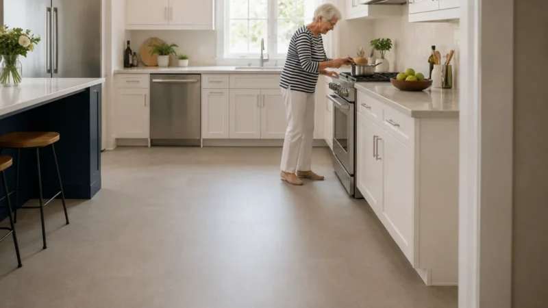 Concise factual description of the scene for Safer Kitchen Flooring for Older Adults; do not repeat the headline.