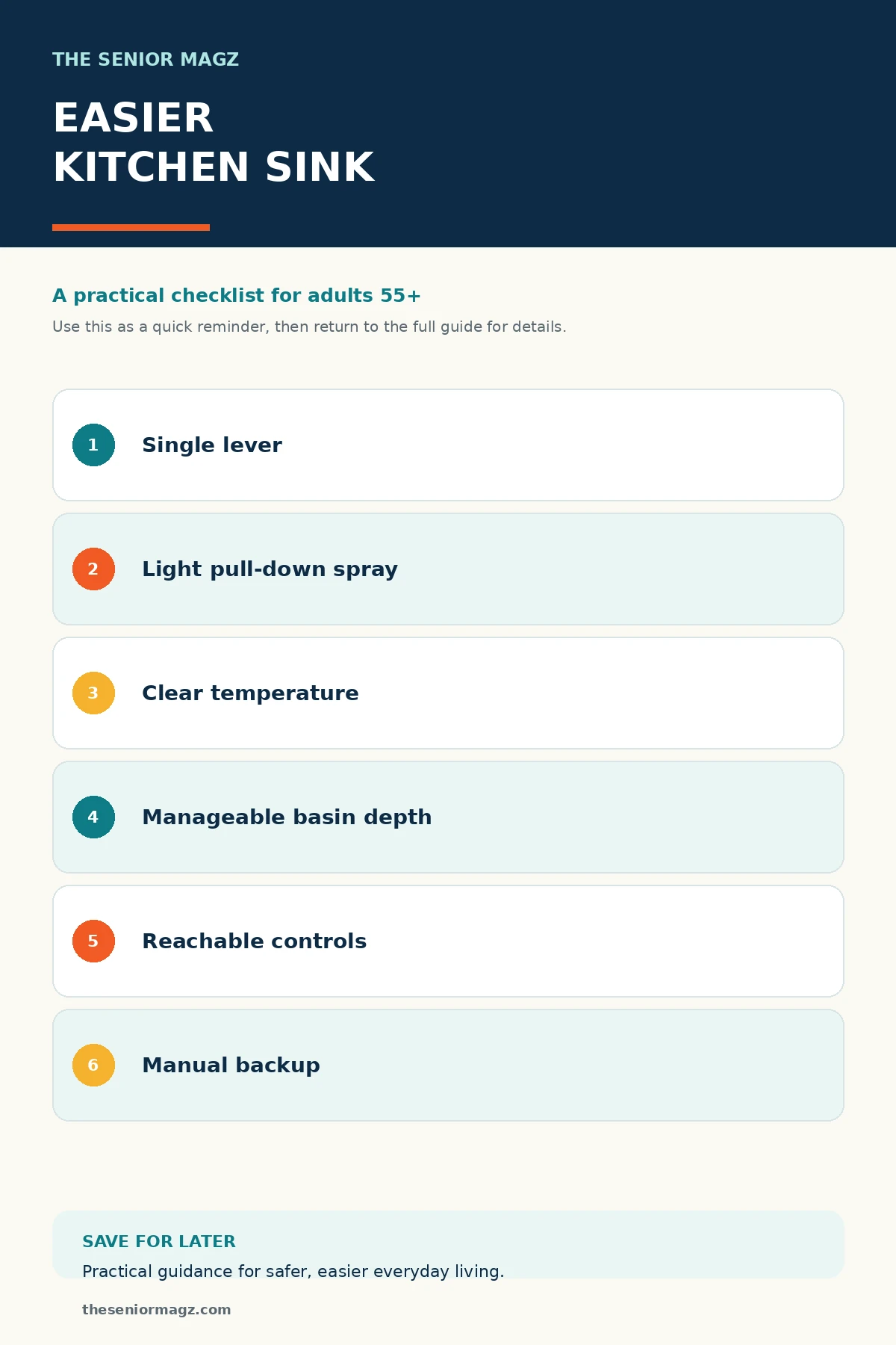 Standalone infographic summarizing Easy-to-Use Faucets and Sink Features.