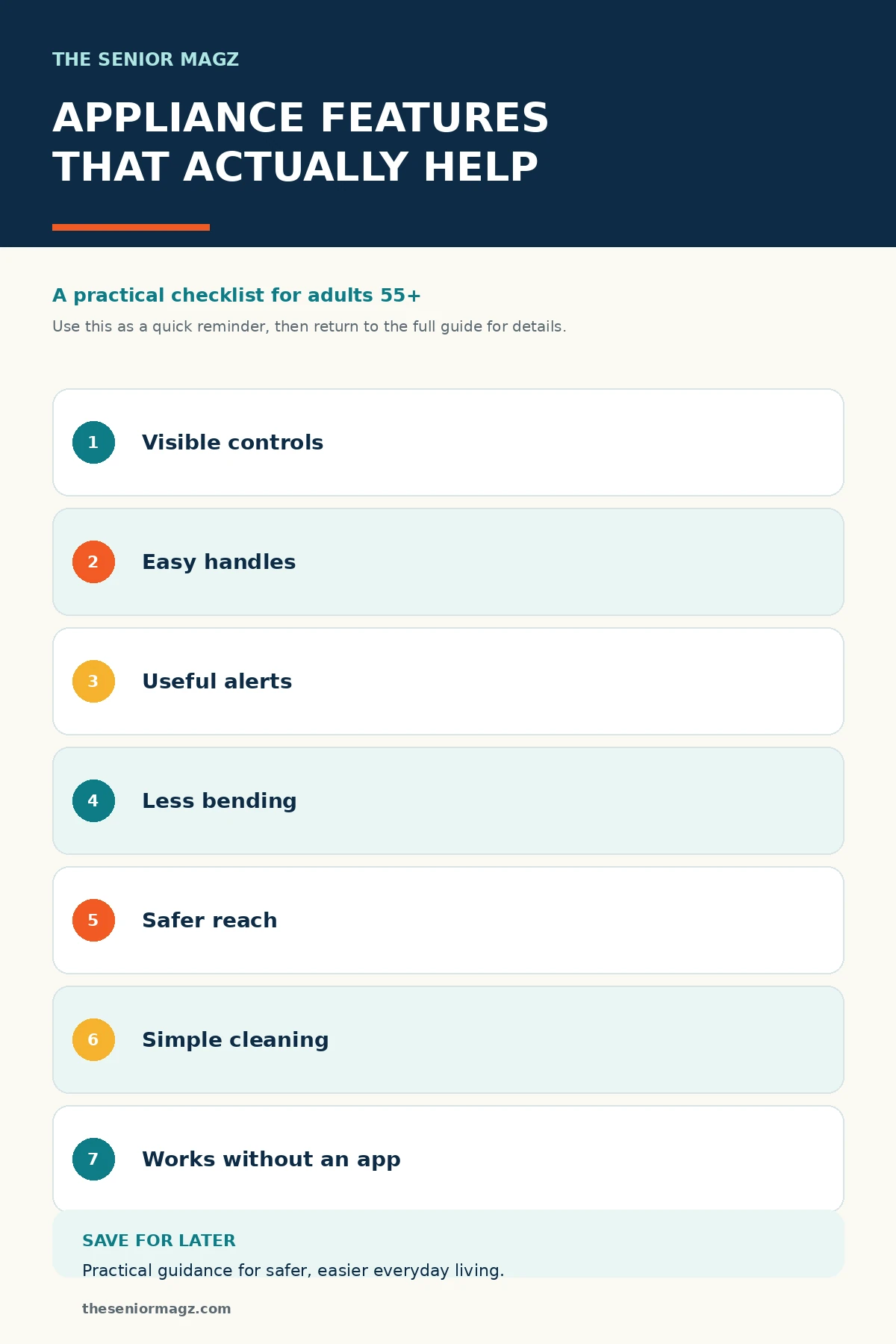 Standalone infographic summarizing Kitchen Appliance Features That Make Life Easier.