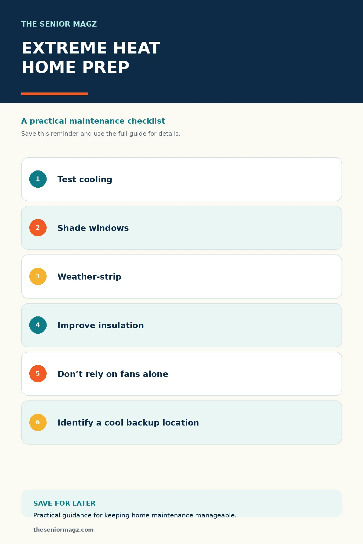 Standalone infographic summarizing Preparing a Home for Extreme Summer Heat.
