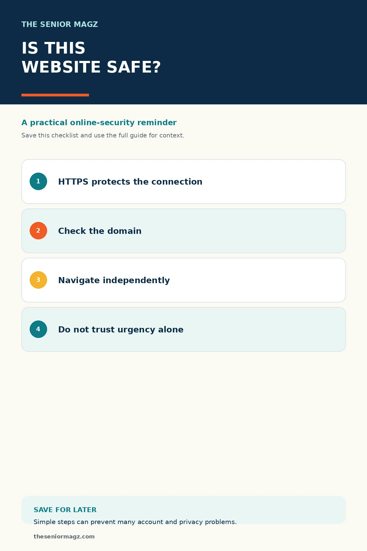 Standalone infographic summarizing How to Tell Whether a Website Is Secure.