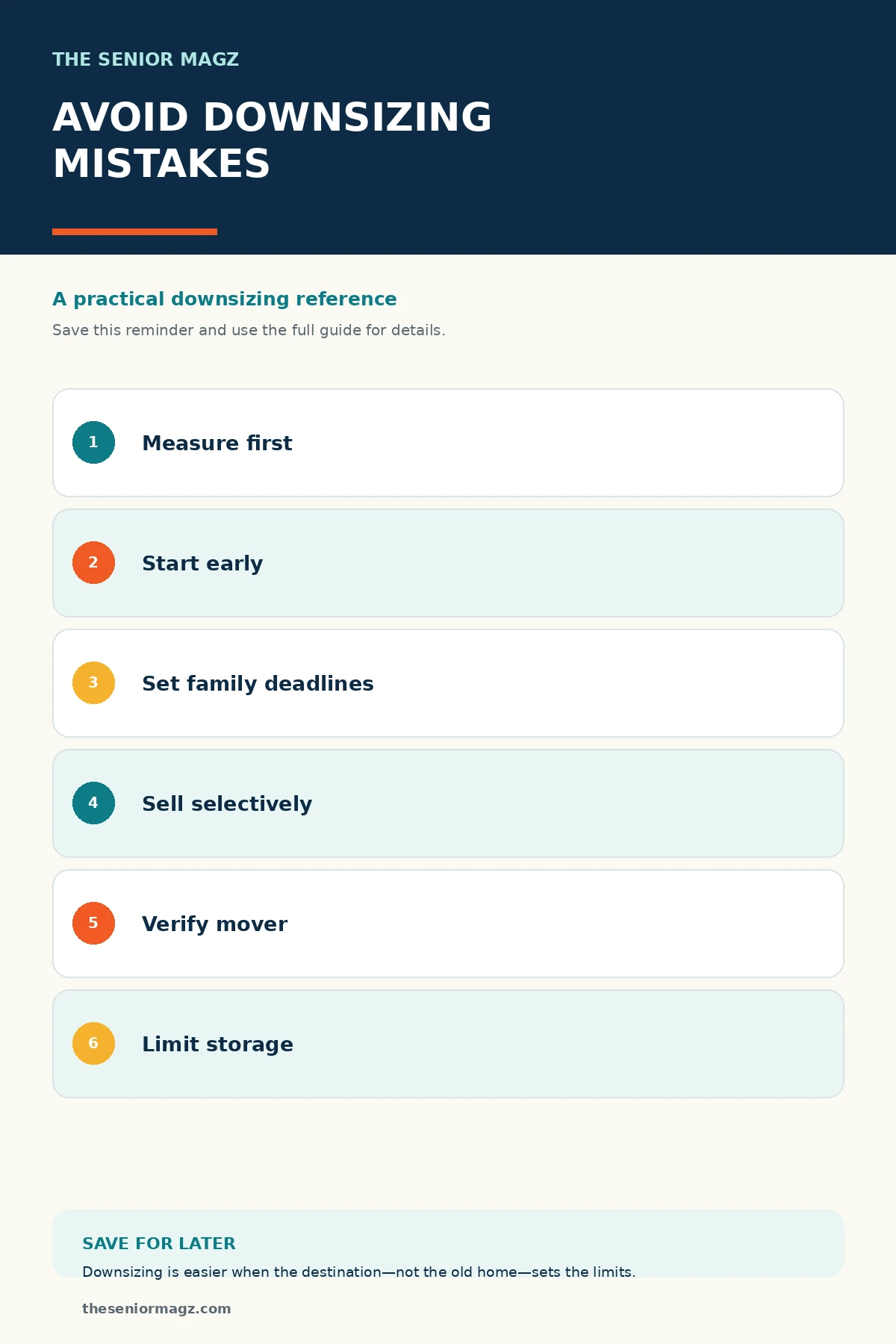 Standalone infographic summarizing Common Downsizing Mistakes.