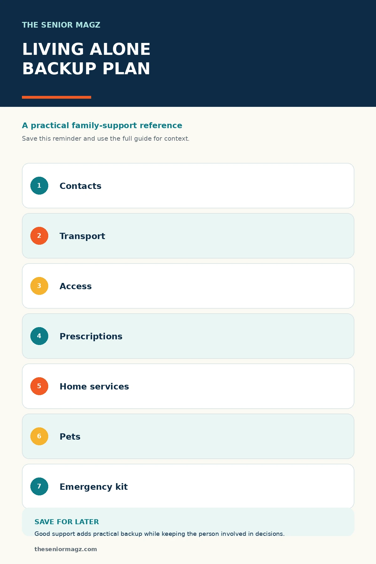 Standalone infographic summarizing How to Build a Backup Plan for Living Alone.
